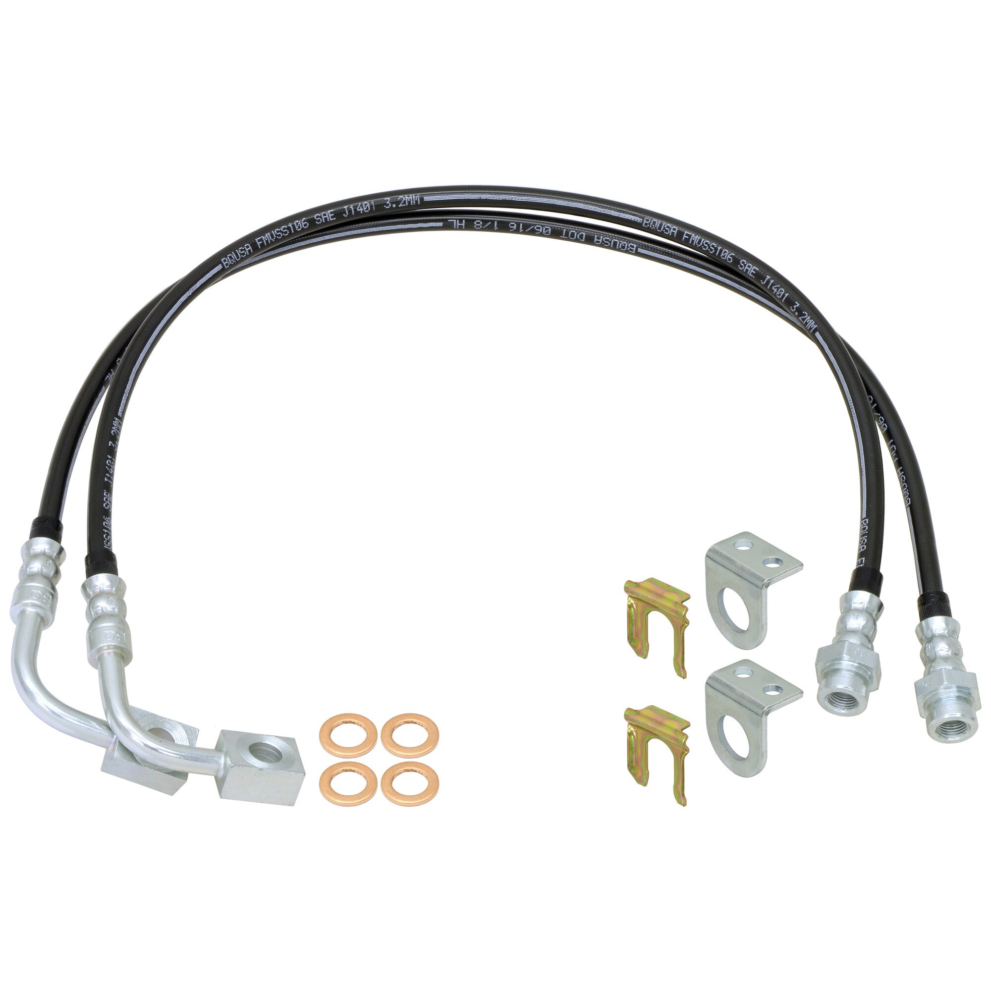 RockJock CE-9807FBLK front extended brake hose kit Jeep Wrangler JK