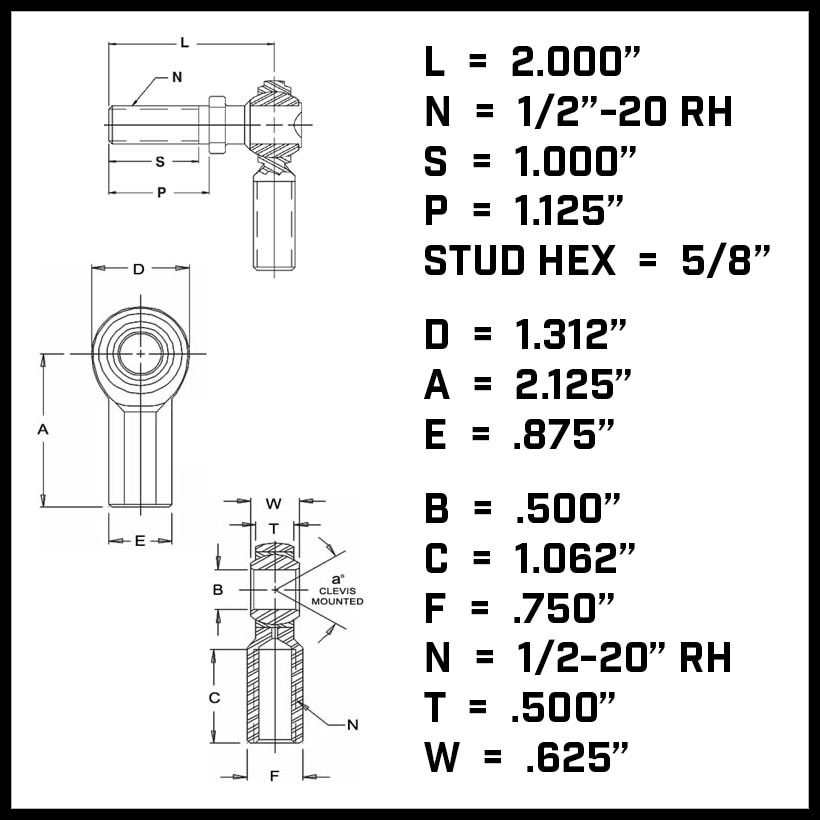 CE-99006LK - Heim Joint Kit (1/2 in.-20 LH)