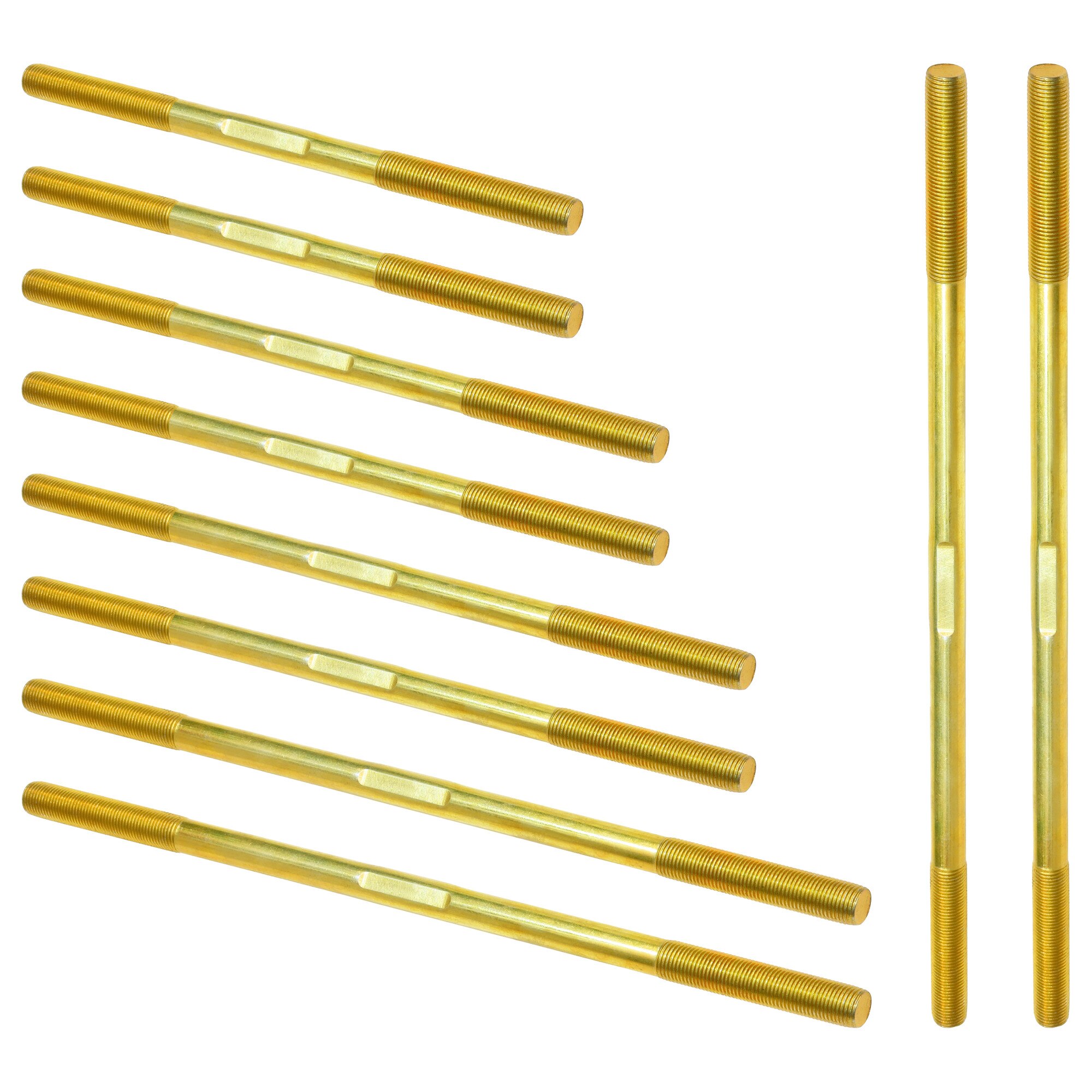 Ten gold threaded studs.