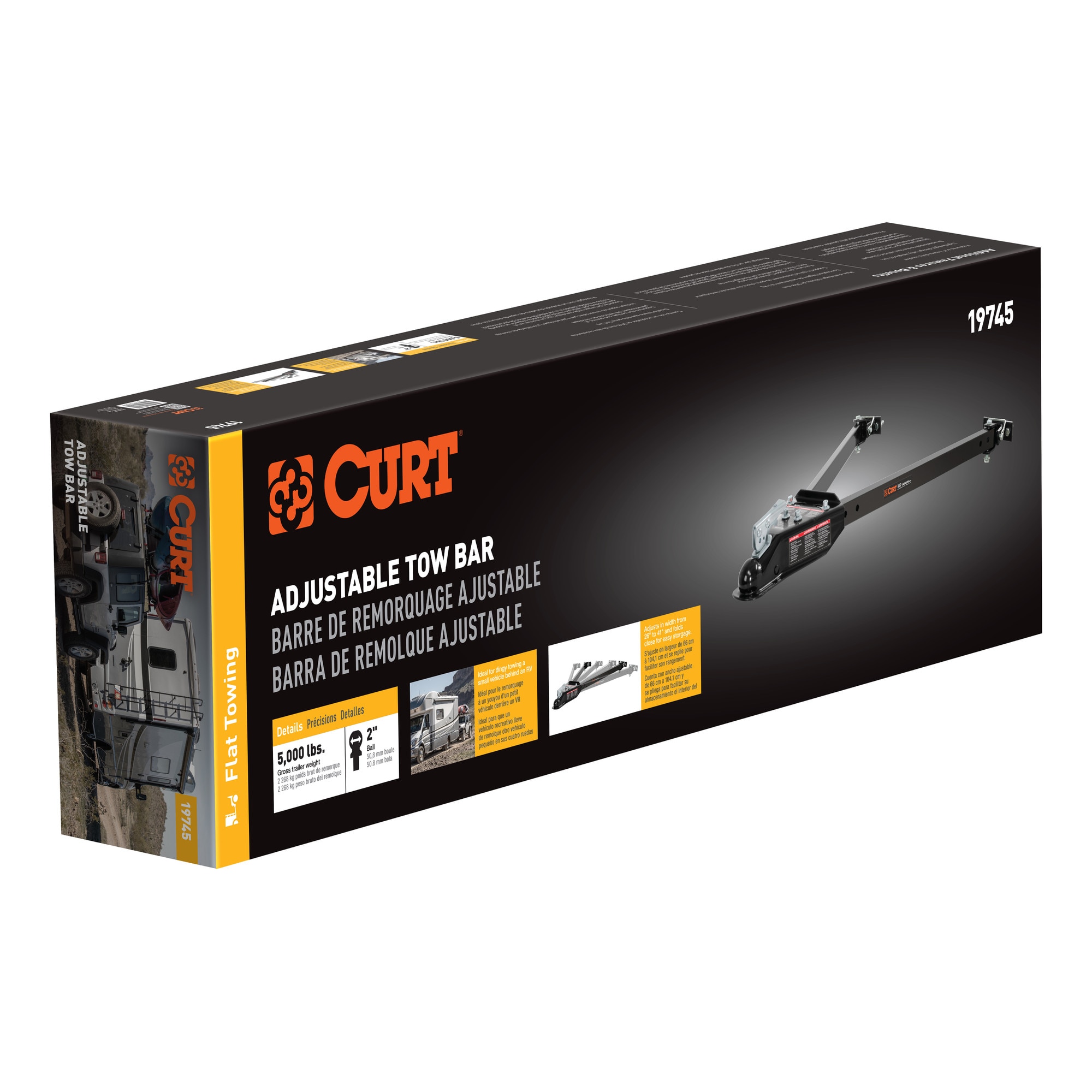 RockJock Curt universal tow bar retail packaging.