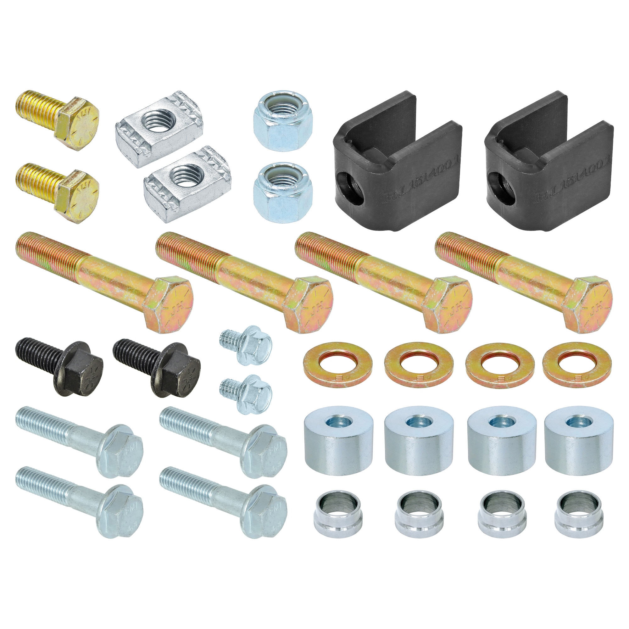 Bolts, nuts, and spacers.
