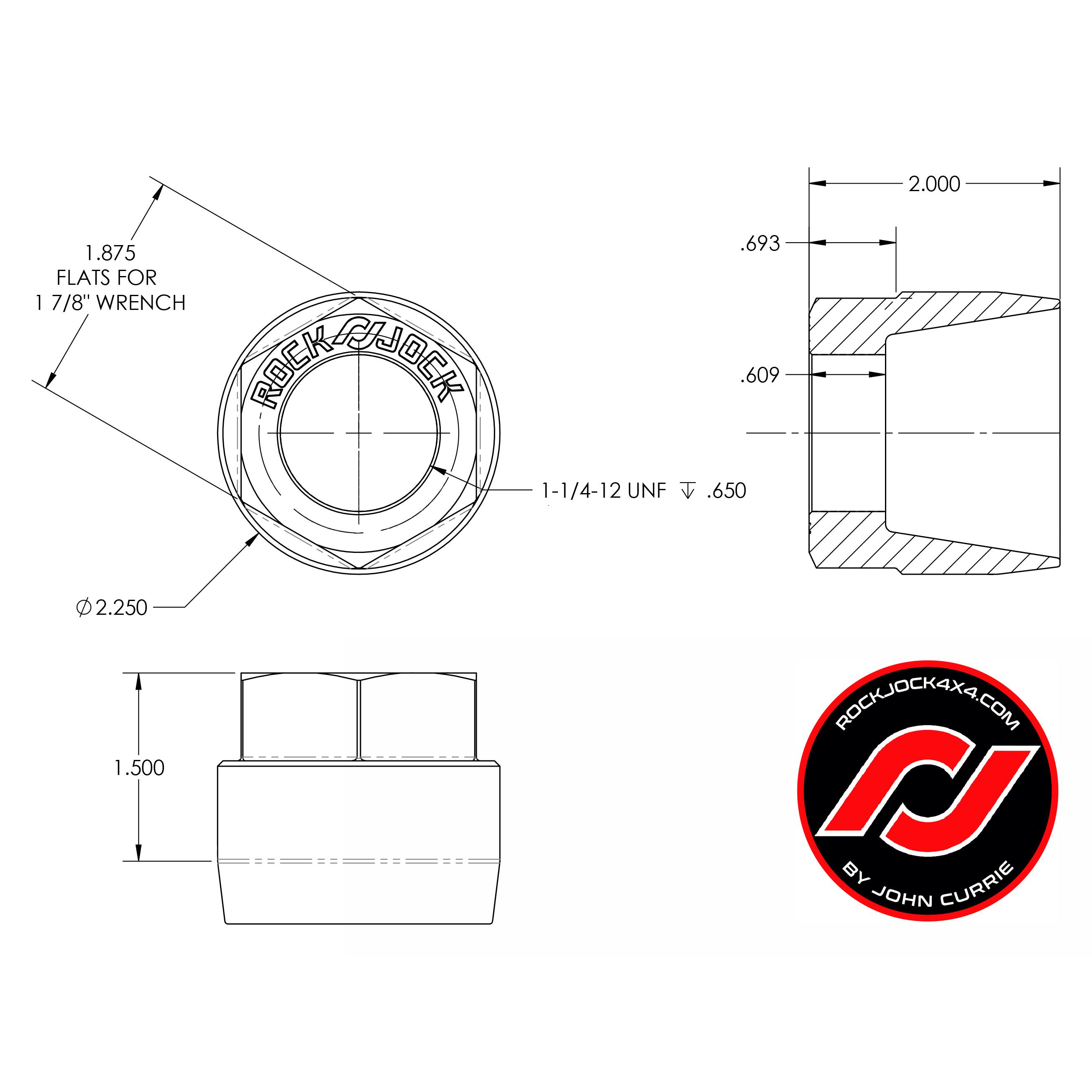 RJ-572200-1 - RockNut (1 1/4 in. RH Thread x 2 in. Bar)