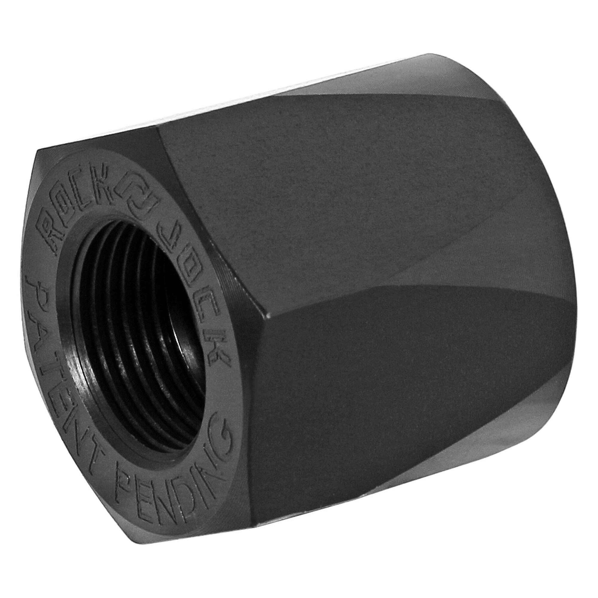 Black "RockJock" threaded nut.