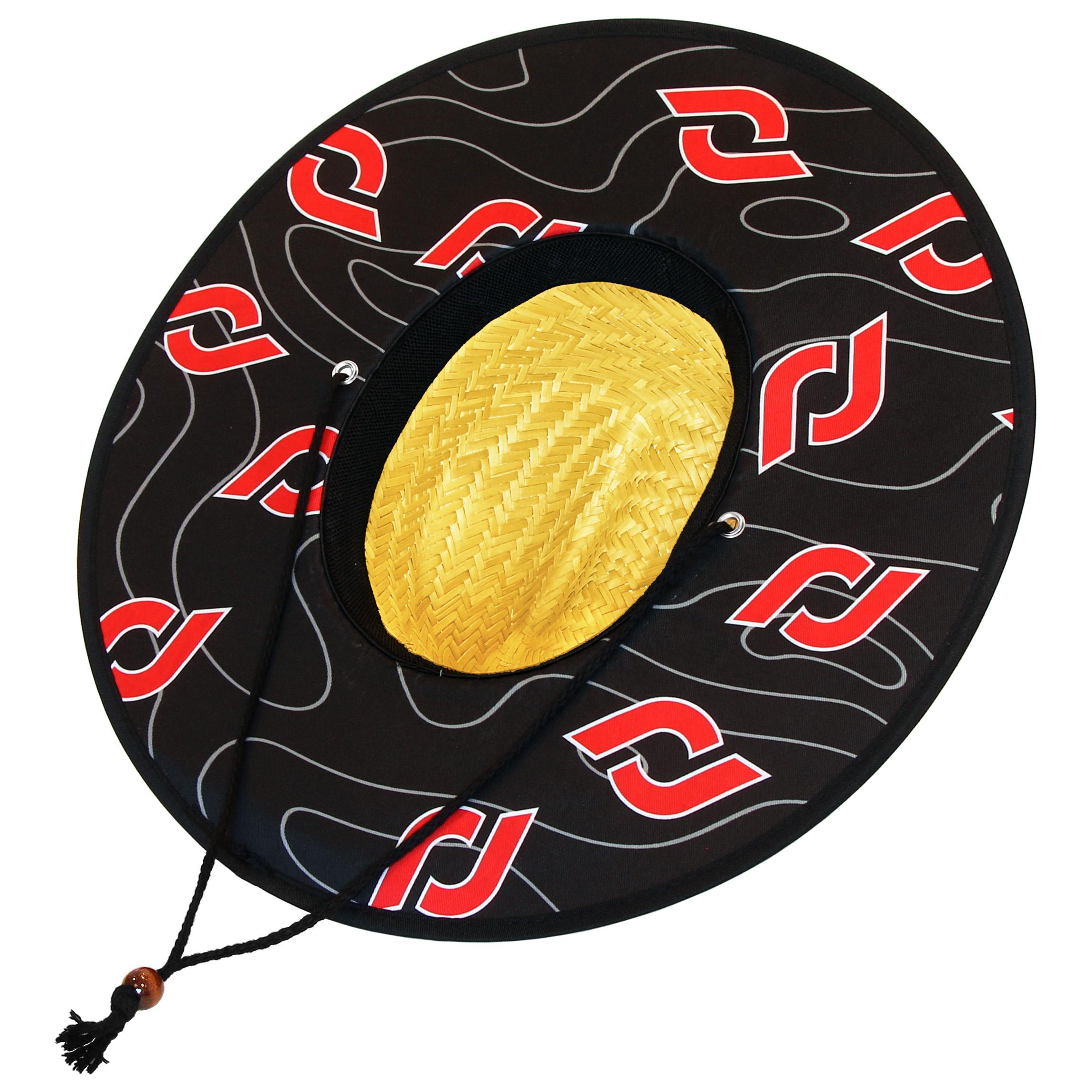 RockJock L/XL Straw Hat, Rubber Logo Patch, Chin Strap String
