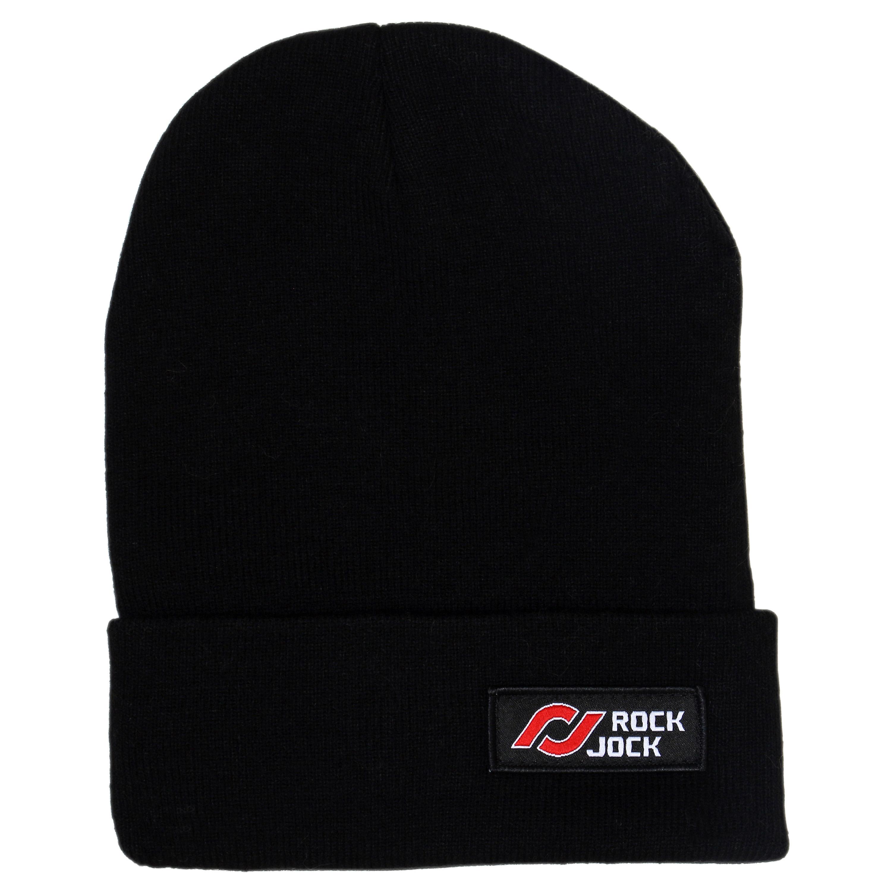 RJ7160021 RockJock Beanie (Black w/ Red and White Patch)